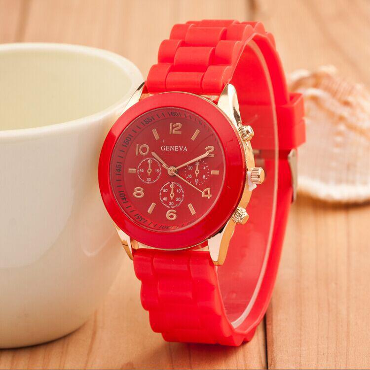 Geneva Three-Eye Silicone Watch: Fashionable Style for Ladies