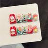 10PCS Christmas Artificial Nails with Duckbill Design Holiday Theme Press On Nails for Women Girls Festive Party Nail Art Decoration