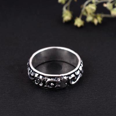 Handmade Silver Arthritis Ring Adjustable Double Band Oxidized Criss Cross Pattern Boho Tribal Jewelry Gift for Women & Men