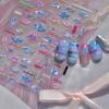1pcs Ocean Marine Life Jellyfish Dolphin Shell Starfish Frangipani Ocean 5D Nail Art Stickers Embossed Nail Decals