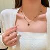 Vintage Maillard Wind Tiger's Eye Stone Beaded Love Pendant Necklace Accessories Women's Sweater Chain Necklace