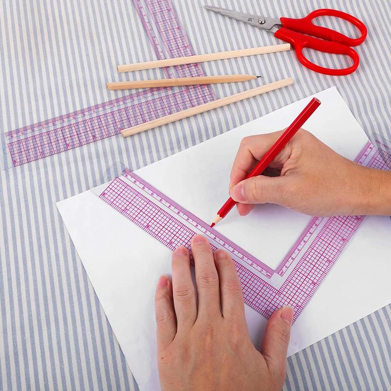 2 szt. Linijka do patchworku i pikowania z tworzywa sztucznego, linijka do wykrawania odzieży, przybory do rysowania, akcesoria do szycia