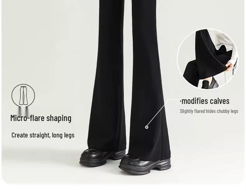 Petite Women's Black Micro-Flared High-Waisted Slimming Pants - New Spring 2025 Style