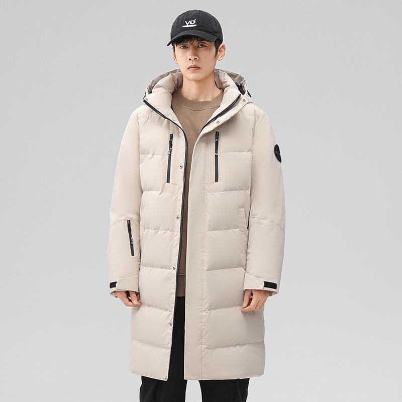 Unisex High-End Long Over-the-Knee Down Jacket: 90% White Duck Down, Loose Fit, Hooded Winter Coat