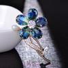 Blucome Elegant Plant Flower Shape Brooch Imitation Pearl Zircon Copper Jewelry Women Girls Coat Dress Sweater Scarf Accessories