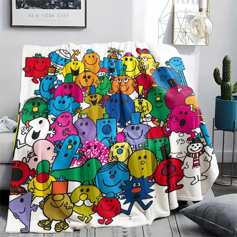 1PC Mr. Men Little Miss Patterned Flannel Blanket Suitable For All Seasons for Home Decor Warmth and Comfort Gifts Holiday Present
