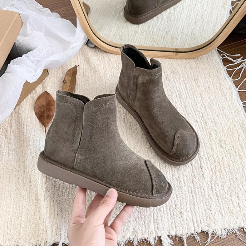 Large Size Fashion Martin Boots Women's Autumn and Winter New Velvet Warm Flat Bottom Fashion Snow Boots Short Boots Women