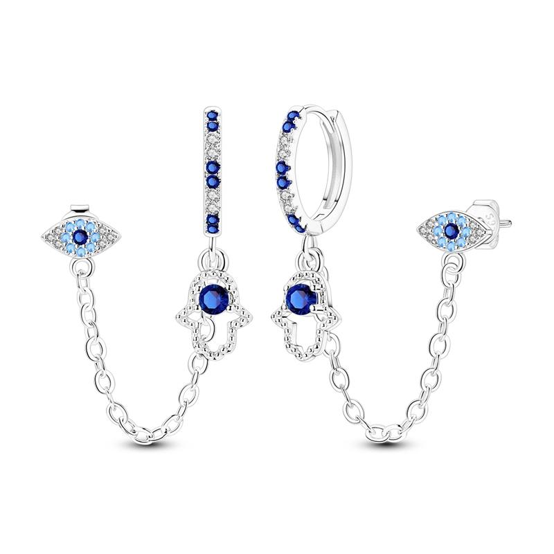 925 Silver Gold Color Star Moon Chain Stud Earrings for Women Girl Ear Studs Fine Jewelry Fashion Luxury Anniversary