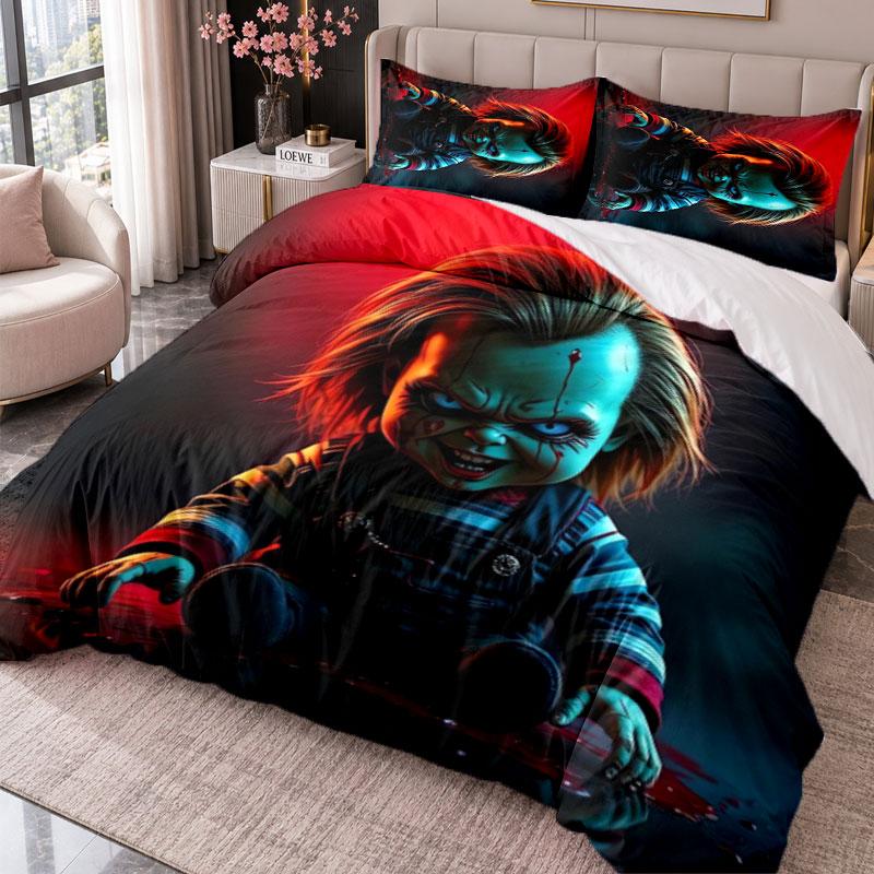 Child's Play Chucky Tiffany 3Pcs Bedding Set Duvet Cover With Two Pillowcases For Bedroom Home Decoration