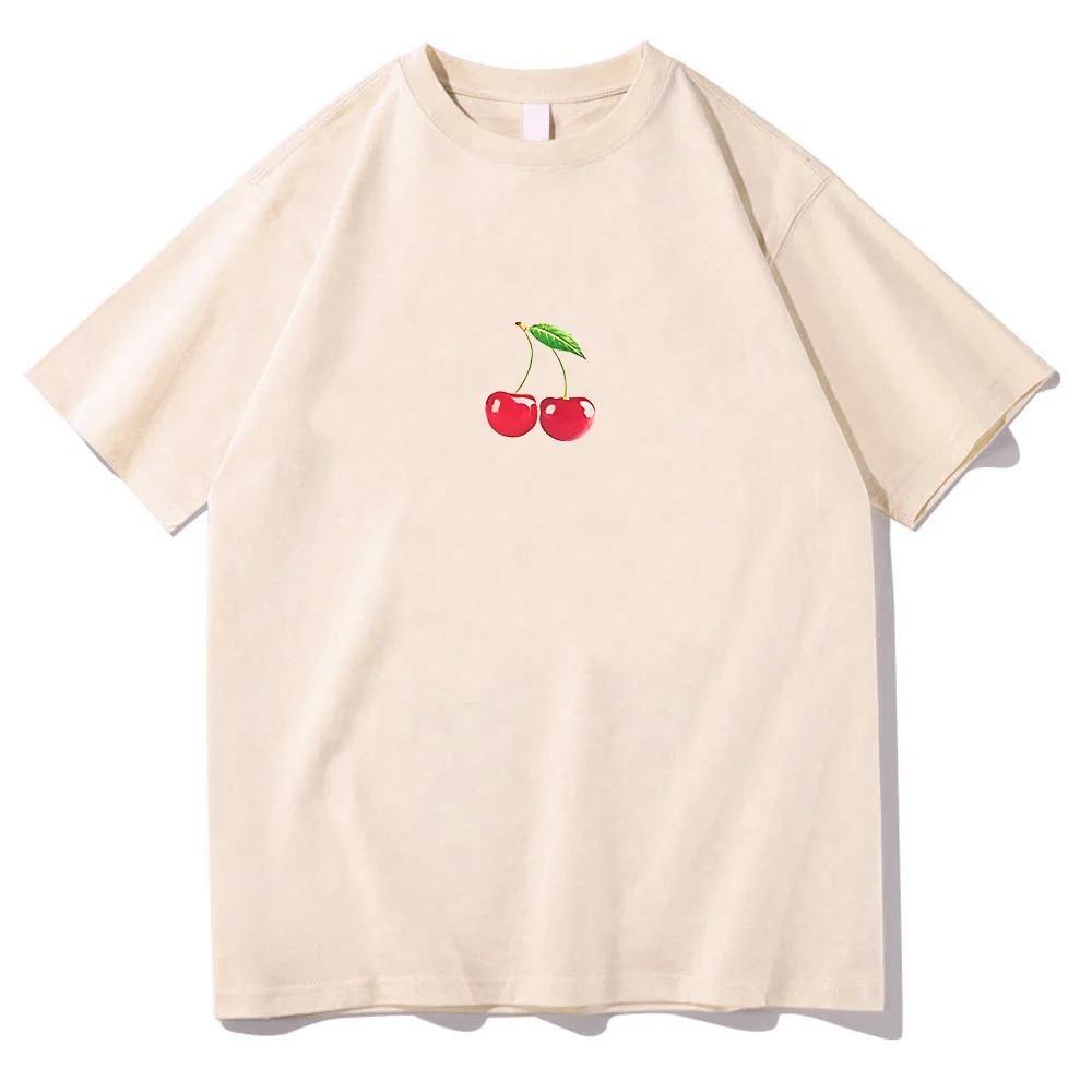 2026 Summer New O-Neck Short Sleeve Unisex Cotton Fashion Cartoon Print Tops Megan Fox Cherry Print T-Shirt Graphic Shirt