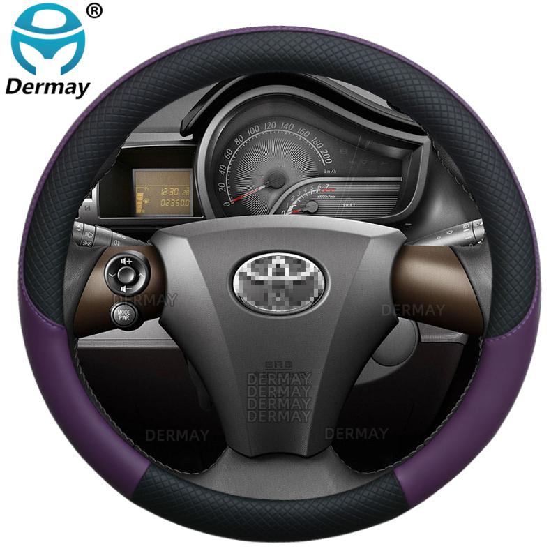 100% Marka DERMAY Pokrowiec na kierownicę samochodową ze skóry PU do Toyota IQ Scion iQ Singulato iC3 Wysokiej jakości akcesoria samochodowe