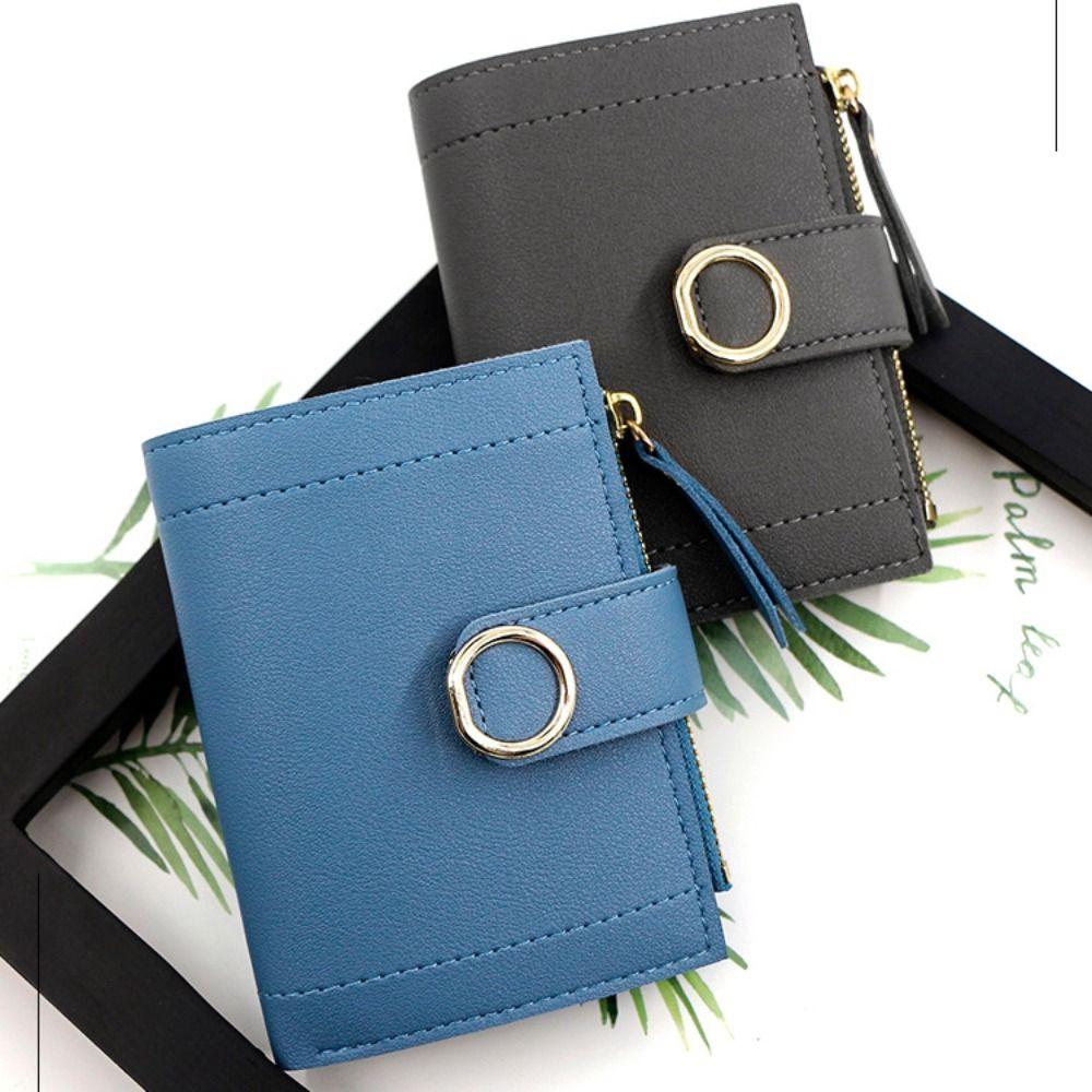 PU Leather Women Wallet Large Capacity Zipper Short Purses Wear-resistant Multiple Card Slots Card Holder For Girls Women's