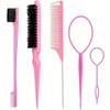 5Pcs Hair Styling Tools Set Rat Tail Comb Dual-End Eyebrow Brush Triple Row Hairbrush Hair Coiler Salon Styling Combs for Women