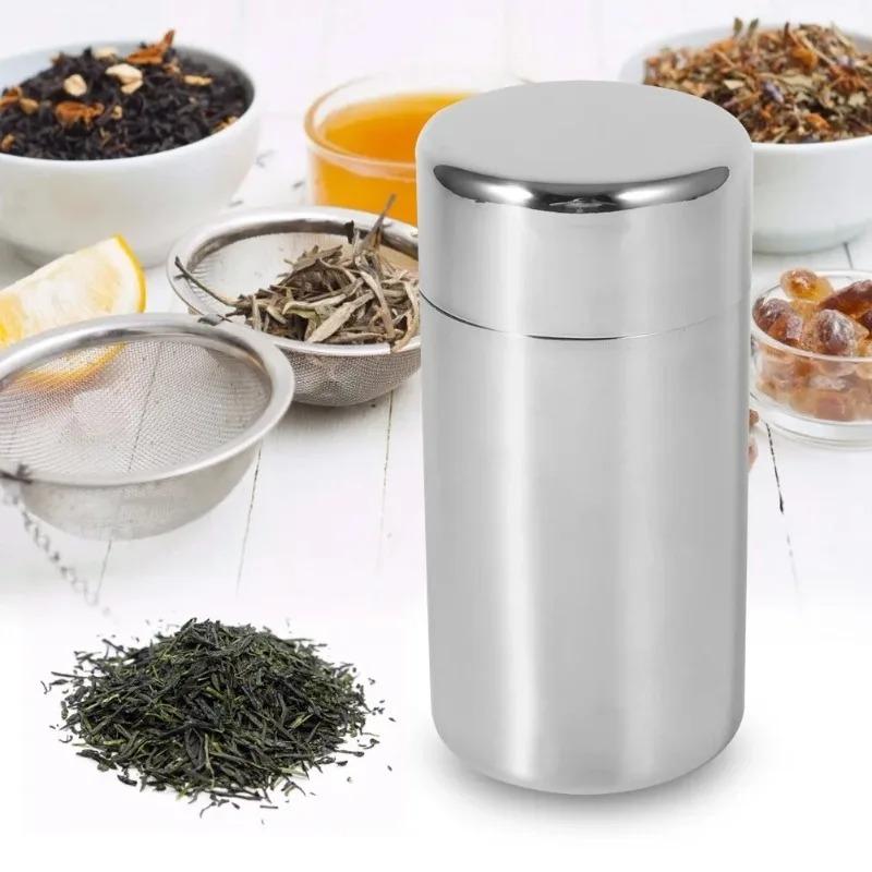 400ml/550ml doppelwandige Edelstahl-Teedose mit Deckel, feuchtigkeits- und geruchsdicht verschlossene Teedose, mit innerem Deckel-Aufbewahrungsbehälter