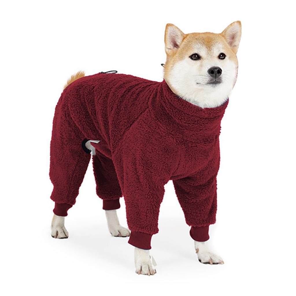 Soft Fleece Dog Pajamas Full Coverage Four Leg Outfit Stretchy Comfortable Jumpsuit Winter Indoor Outdoor Breeds Wear