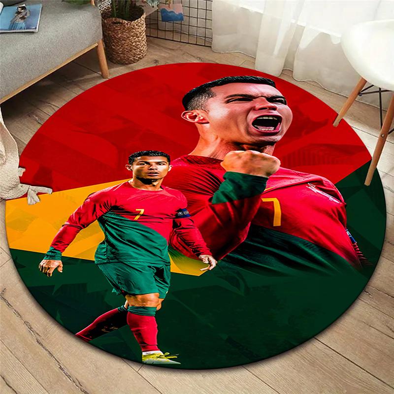 CR7 Round Area Rug,Carpet Rug for Living Room Bedroom Sofa Playroom Decor,Non-slip Floor Mat