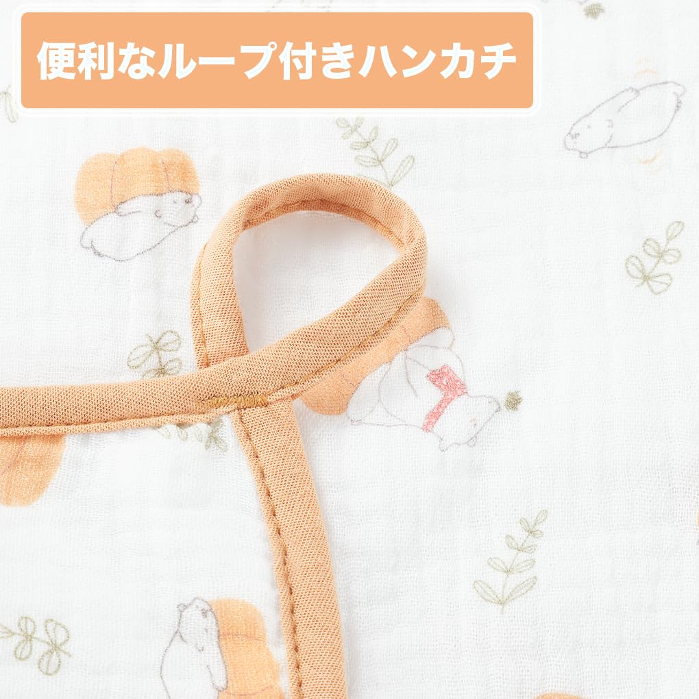 Baby Gauze Handkerchiefs with Personalized Baby Set of 6 [MOMSMENU] Loops, Name, 6-Layer Towel, Reversible, 100% Cotton, 30x30cm,