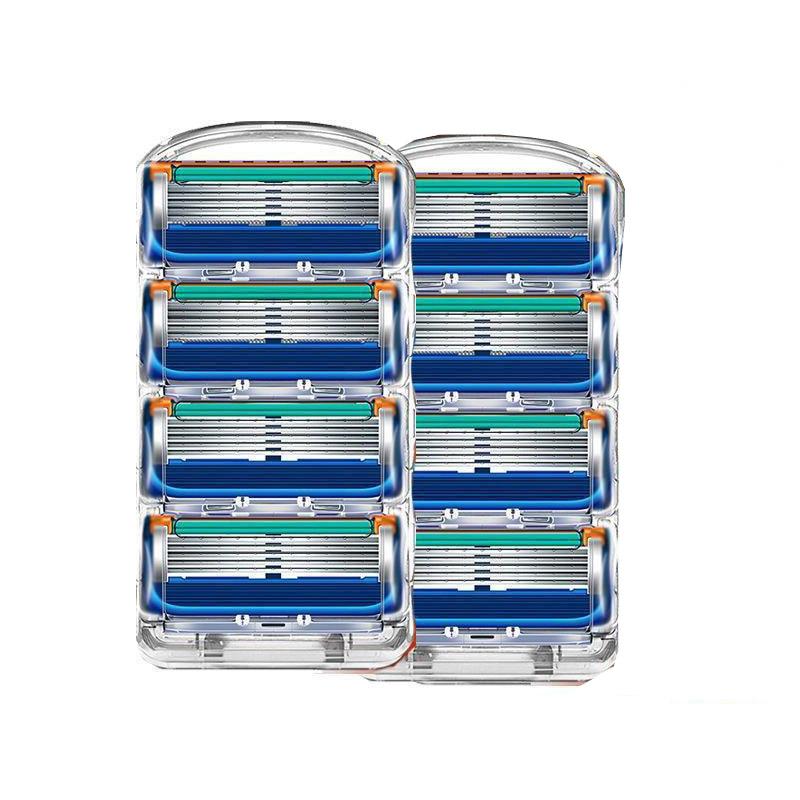 8 шт., сменная головка для бритвенных лезвий для мужчин, ручные безопасные бритвенные лезвия синий