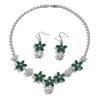 Luxury Emerald Pendant Earrings Zircon Necklace Clavicle Chain Dress Dinner Ornament Set Necklace