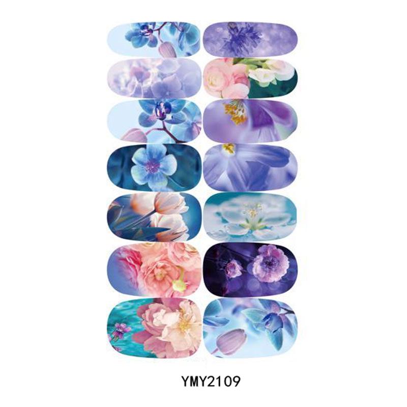 Waterproof Full-Cover Flower Gradient Nail Stickers YMY2109-2114