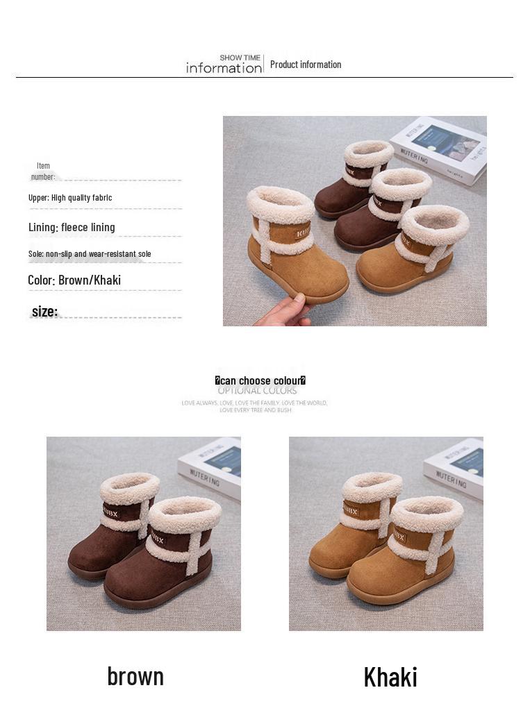 2025 Winter Children's Cotton Snow Boots - Warm, Comfortable, Fashionable, Plus Velvet, Medium & Large Sizes