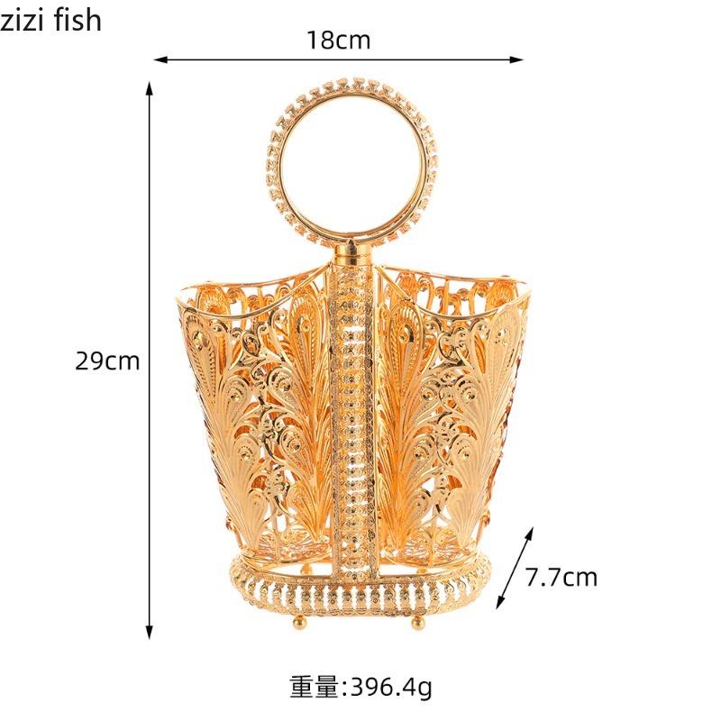 

Golden Iron Storage Bottle Hollow Out Drain Rack Knife Fork Racks Chopstick Tube Kitchen Storage Racks Chopsticks Rack Organizer