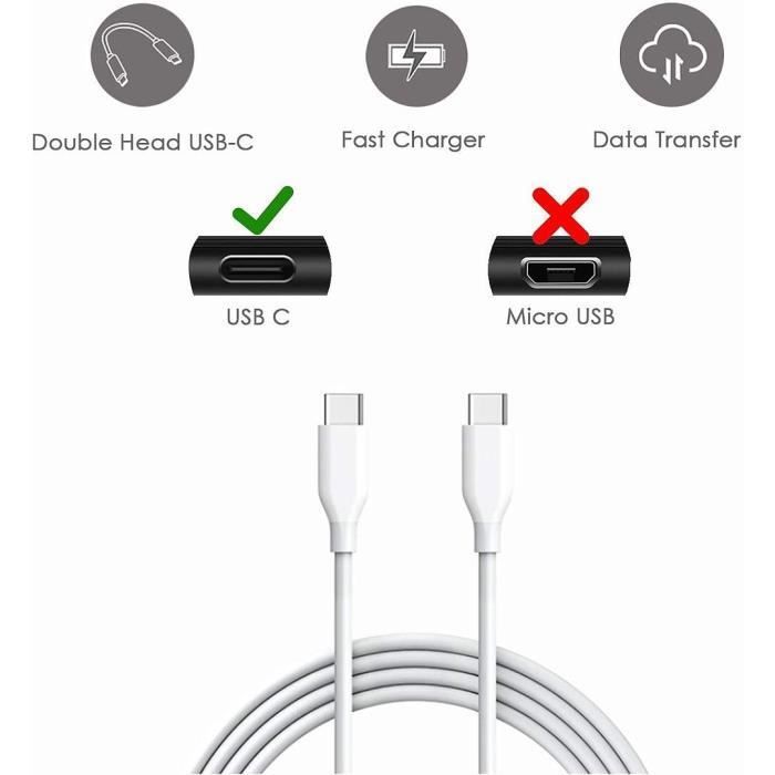 Câble USB-C 1M BOOLING pour Xiaomi Redmi 14C 13C Redmi Note 13 4G-5G Note 13 Pro Plus 5G - Blanc