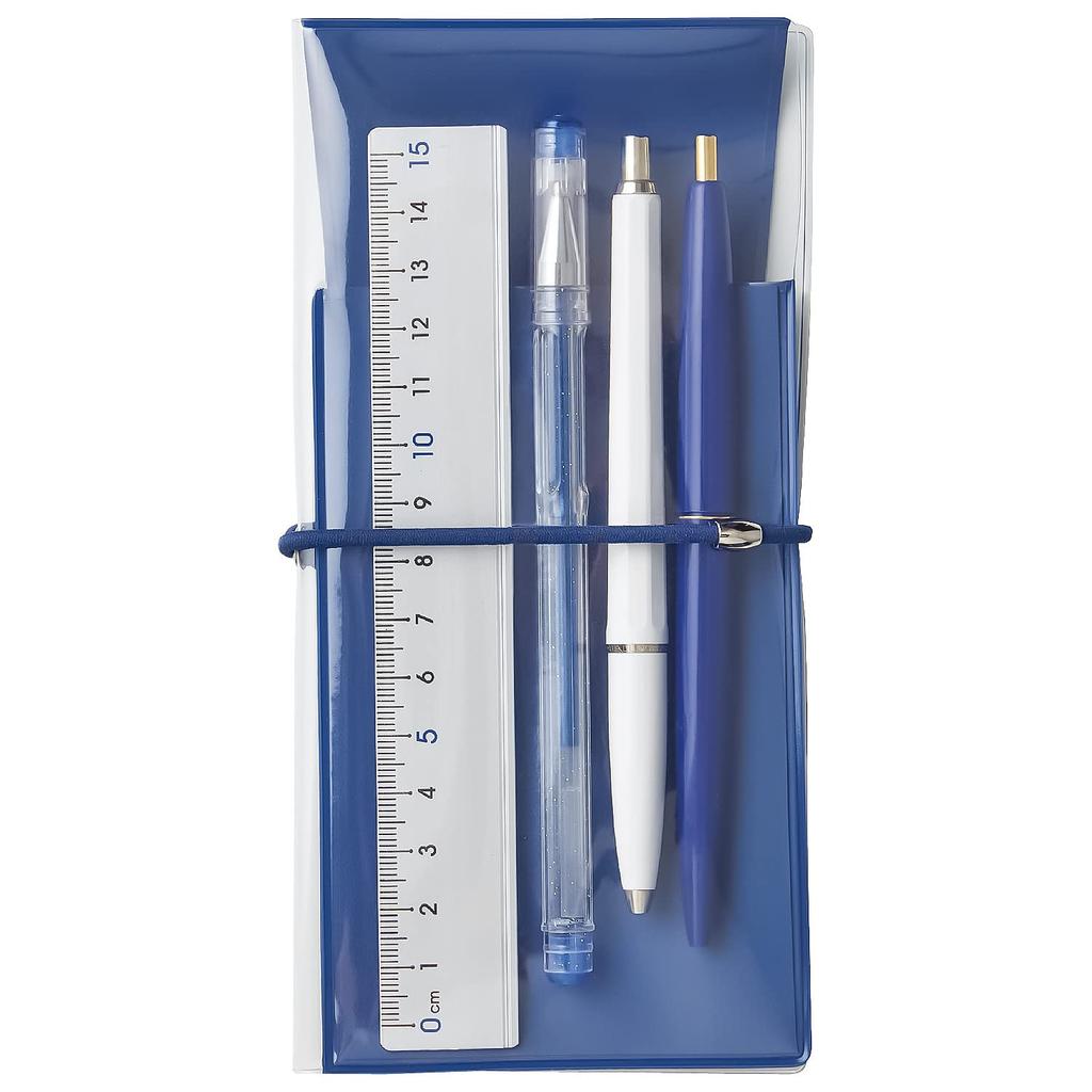 Lihitlab Antibacterial PVC Flat Pencil Case Transparent Slim ALCLEA Blue A7941-8