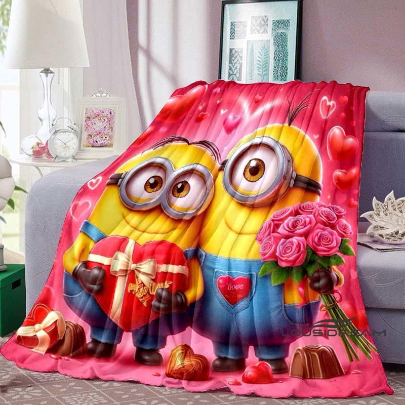 Kawaii (Minions) Cartoon Blanket with Big Eyes, Soft and Comfortable Flannel Blanket Suitable for Travel and Home Use.