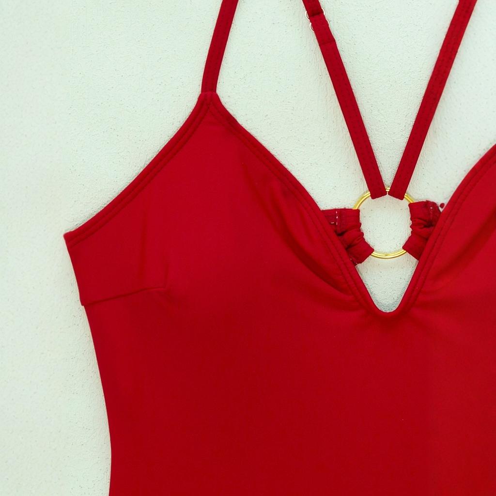 New Solid Color Suspender Tight and Thin Fashion Women's One-piece Swimsuit, Trendy Women's Hot Spring Clothes