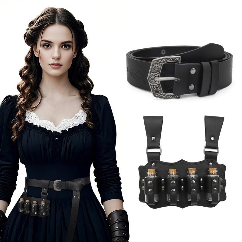 PU-Gürtel-Set Mit Alchemie-Phiole Für Rollenspiel-Kostüme Und Steampunk-Accessoires Halloween Cosplay