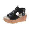 New Women's Slope Heel Summer Shoes Leather Zip Gladiator Sandals Woman Medium Heel Zip Platform Sandals Women High Heels