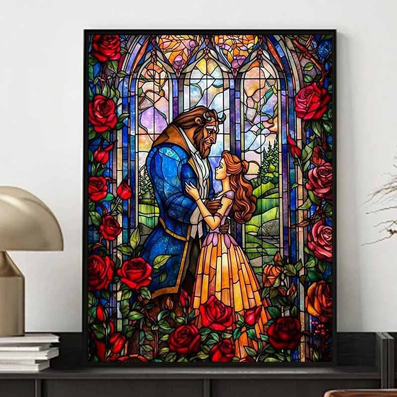 Disney Diamond Painting Beauty and The Beast 5D DIY Diamond Painting Mosaic Cartoon Embroidery Rhinestone Home Decoration Gift