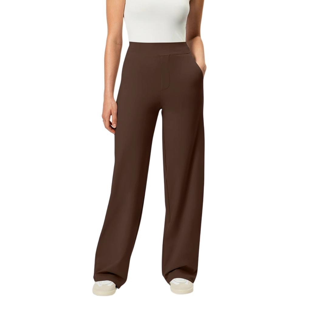 Hose mit weitem Bein für Damen, Yogahose, hohe Taille, Jogginghose mit Taschen, Stretchhose, bequeme Workout-Sport-Jogginghose