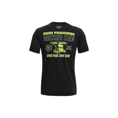 T-shirt de sport à col rond et imprimé de lettres Project Rock pour hommes Noir 1361725-001