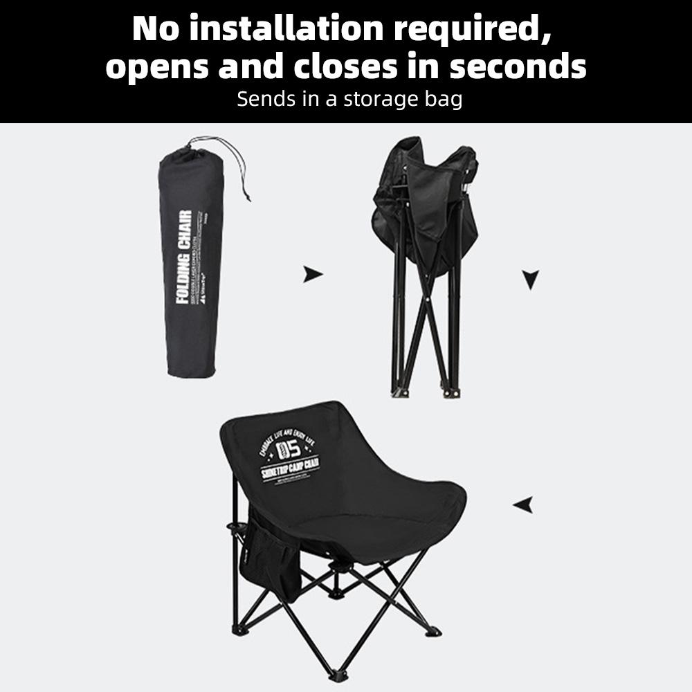 Camping Chair for Camping Fishing 68CM Wide Seat Portable Lightweight Folding Chair 600D Oxford Fabric Outdoor Moon Chair