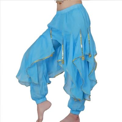 Chiffon-Bauchtanz-Haremshose mit arabischer Halloween-Laterne und glänzenden Pailletten, Hose mit ausgefallenen Hosen, Pumphose für tanzende Frauen