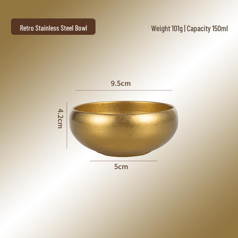 304 Stainless Steel Double Layer Children's Anti-Scald Retro Bowl - Suitable for Rice, Sauce, and Soup.