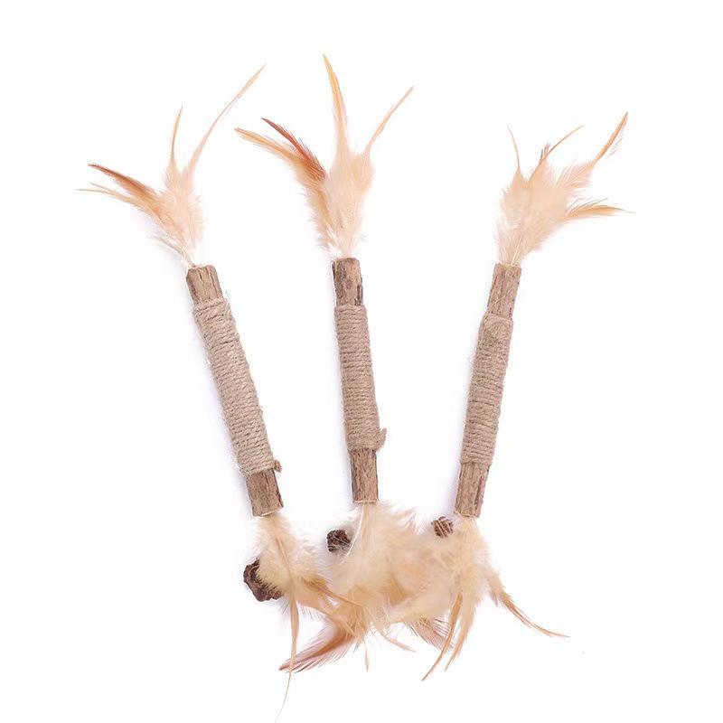 Cat Teething Stick with Raffia Grass & Gall Fruit, Tooth-Cleaning Hemp Rope, Bite-Resistant Cat Toy, Pet Supplies