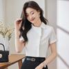 Toluoman Women's Elegant White Short-Sleeve Professional Shirt