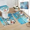 Luxurious 3pcs Beach Nonslip Bathroom Toilet Seat Cover Pedestal Rug Bath Mat Carpet Set