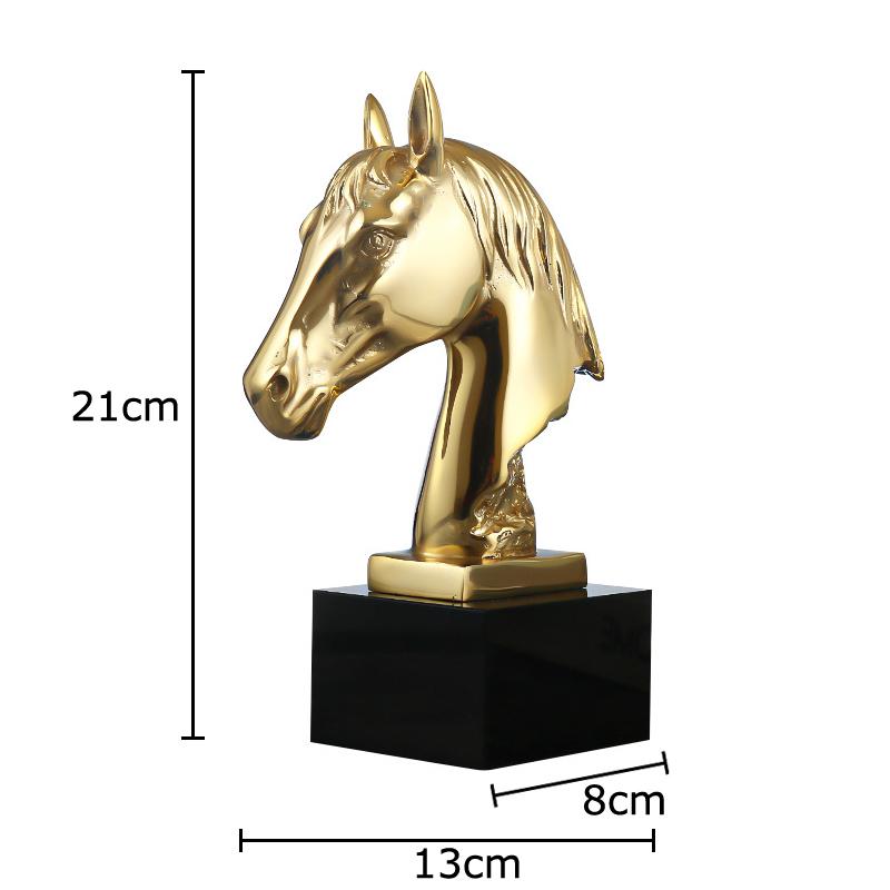 Статуэтка Золотой Головы Лошади Настольное Украшение Креативное Произведение Искусства Орнаменты Позолоченная Голова Лошади Латунная Скульптура Эстетичный Декор Комнаты