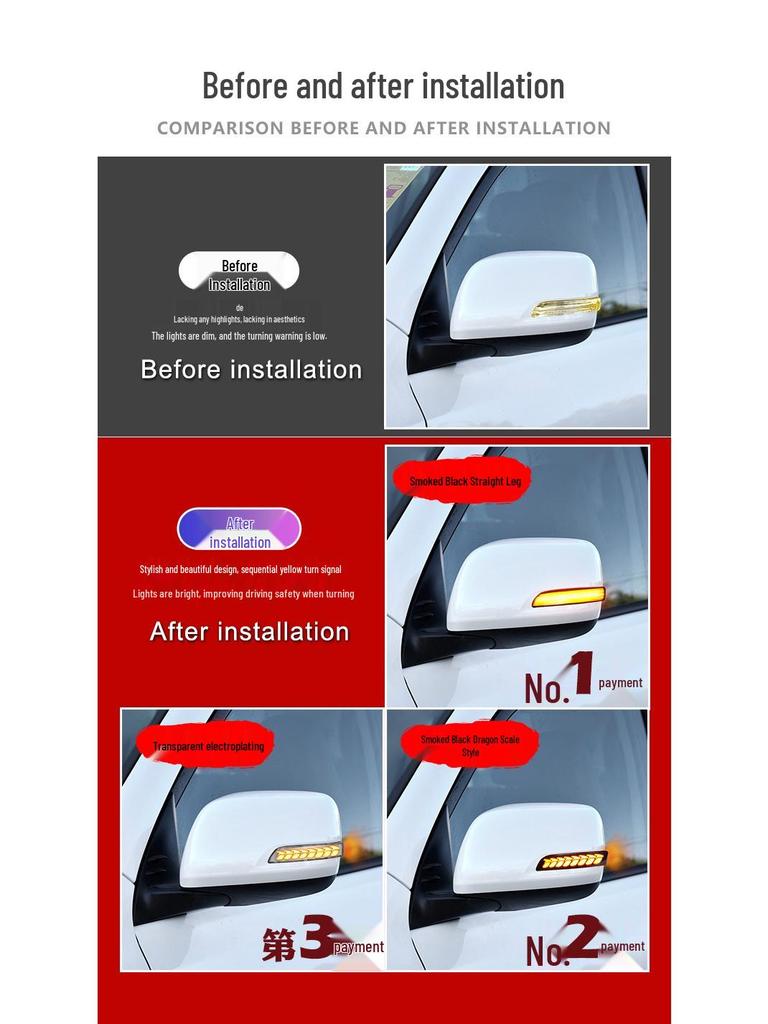 Toyota Prado Land Cruiser Rearview Mirror Yellow Light Sequential Turn Signal