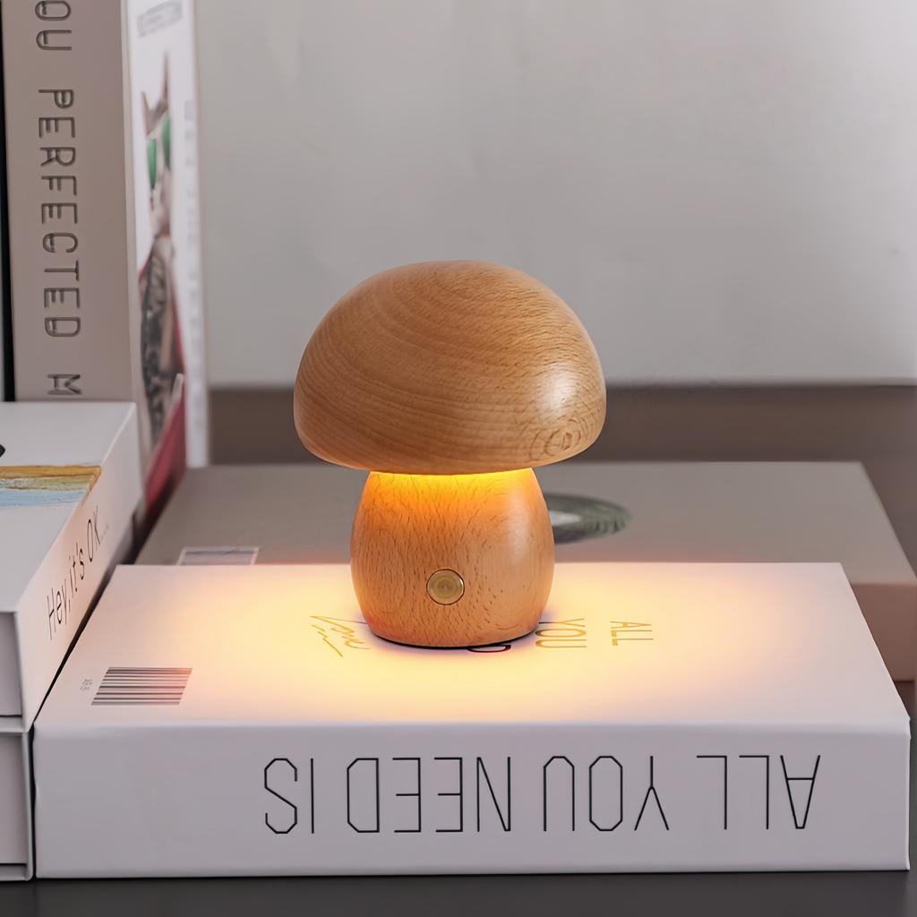LED Mushroom light, night light with touch sensor, Dimmable bedside light with USB charging desk light for home decoration light