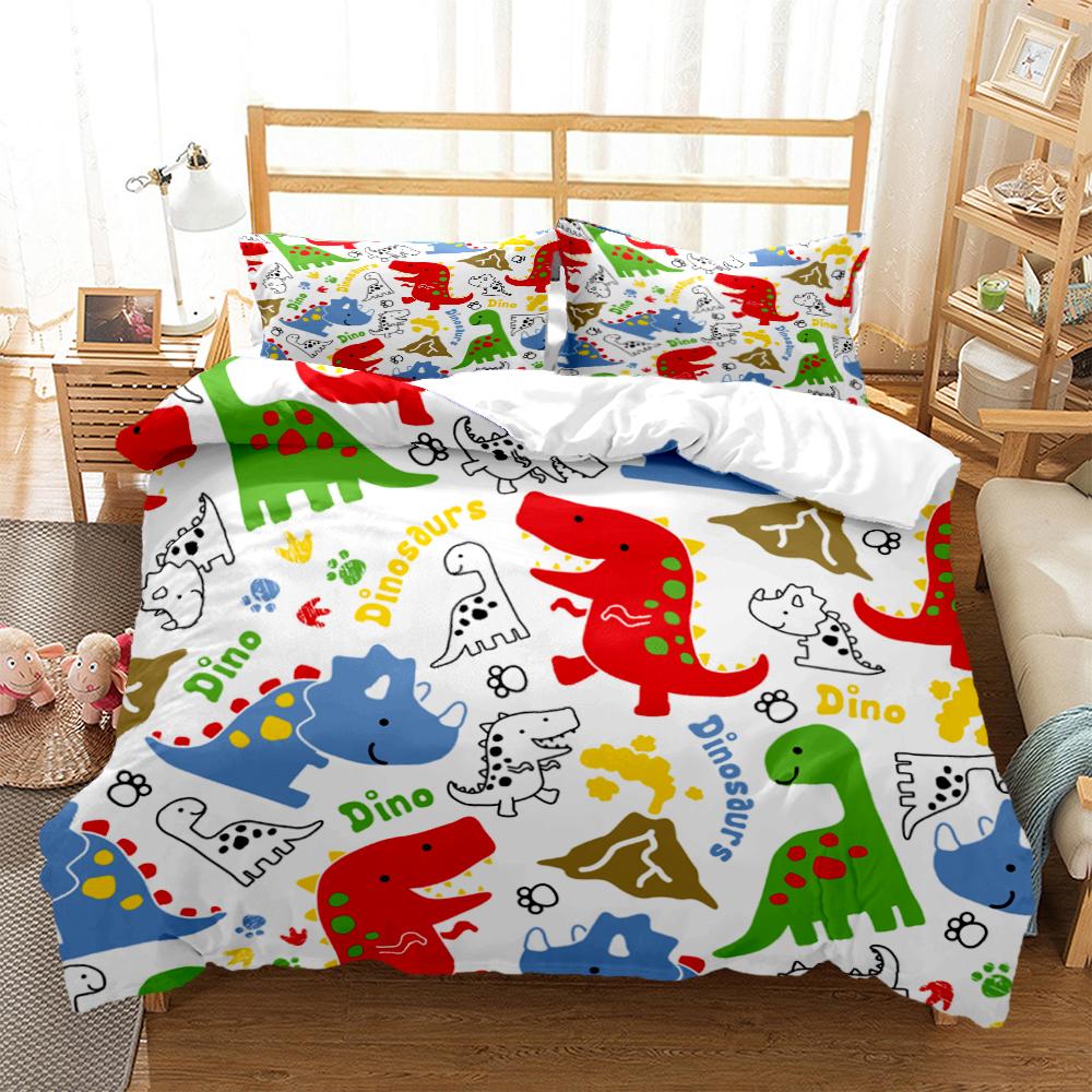 Comforter Cartoon Dinosaur Hd Print Polyester Bedding Setsteens Boy Girl Or Adults For Beds King Size Bedding Set