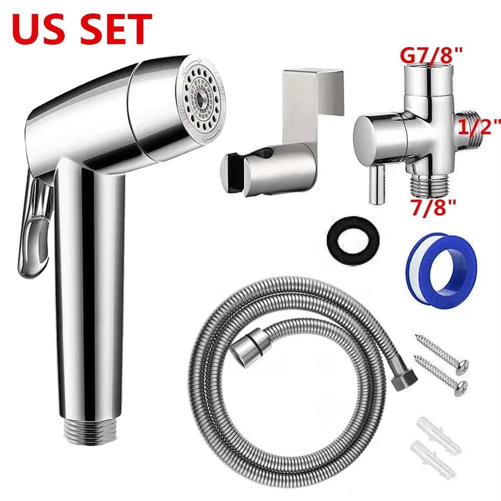 Toilet Bidet Sprayer Set Brass Separator Angle Valve Shataf Sprayer Set Toilet Cleaner Sprayer Set