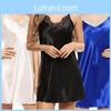 Luxurious Satin Silk Babydoll Nightgown Featuring Lightweight Floral Lace Accents