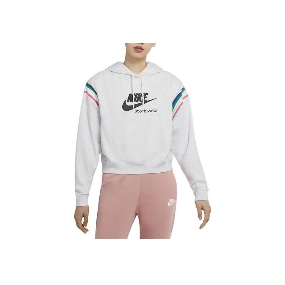 Nike Logo Print Long Sleeve Hoodie Women Hoodies White CU5924-051