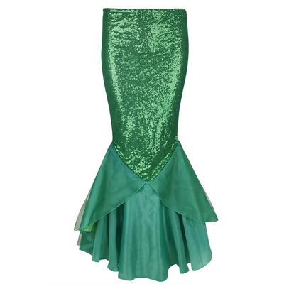Women Shiny Sequin Fish Tail Long Maxi Dress Halloween Cosplay Theme Party Costume