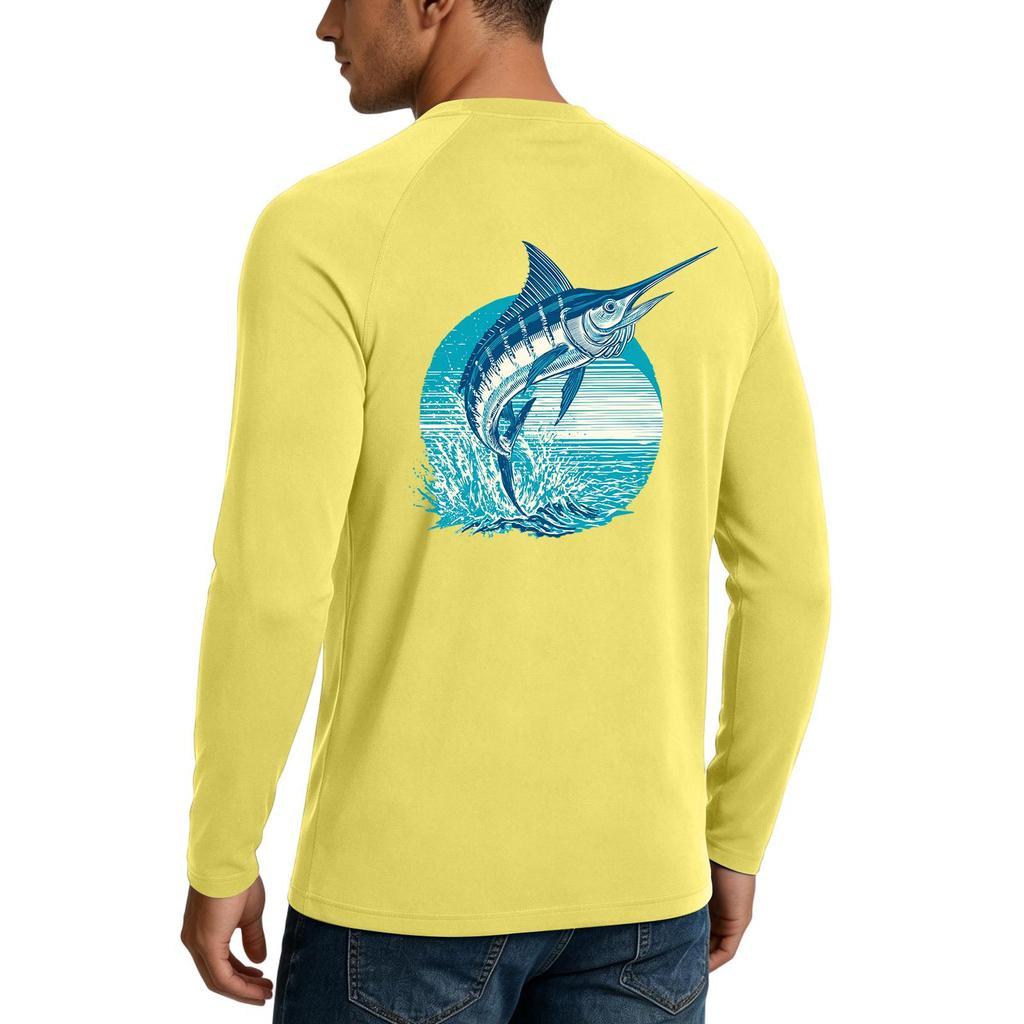 Men's UPF50+ Sun Protection Long Sleeve Shirt Stretch Outdoor Fishing Sports Top Lightweight Breathable Quick Dry Fabric